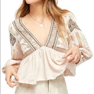 Free People Embroidered Aria Top